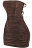 Amaria Glitter Strapless Mini Dress Brown Dresses Tresser 