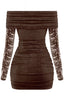 Live Loud Lace Mini Dress Brown Dresses Tresser 
