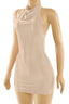 Holly Cowl Neck Glitter Mini Dress Taupe - Style Delivers