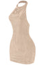Holly Cowl Neck Glitter Mini Dress Taupe - Style Delivers