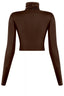Lady Cropped Turtle Neck Top Brown - Style Delivers