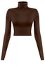 Lady Cropped Turtle Neck Top Brown - Style Delivers