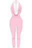 Sade Sleeveless Halter Capri Jumpsuit Light Pink