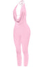 Sade Sleeveless Halter Capri Jumpsuit Light Pink