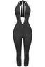 Heavenly Hour Halter Capri Jumpsuit Black - Style Delivers