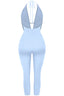 Sade Sleeveless Halter Capri Jumpsuit Light Blue