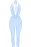 Sade Sleeveless Halter Capri Jumpsuit Light Blue