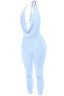 Sade Sleeveless Halter Capri Jumpsuit Light Blue