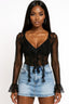 Roxette Lace Ruffle Sheer Top Black Tops Tresser 