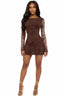 Veruca Velvet Mini Dress Brown Dresses Tresser 