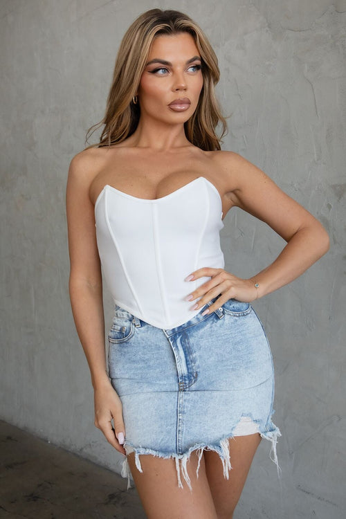 Carmin Bandage Strapless Corset Top White - Style Delivers