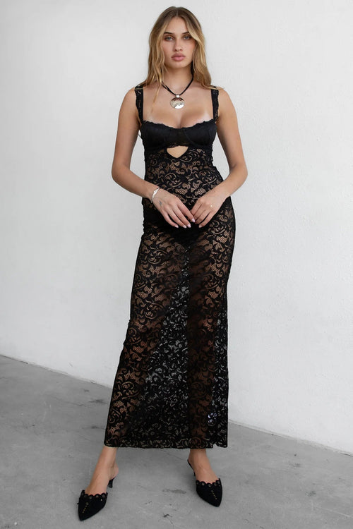 Anise Lace Maxi Dress Black - Style Delivers