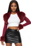 Fancy Faux Fur Bolero Cardigan Burgundy Tops Tresser 