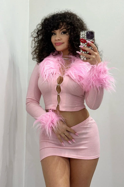 Fuzzy Wuzzy Two Piece Set Pink - Style Delivers