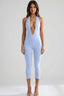 Heavenly Hour Halter Capri Jumpsuit Light Blue