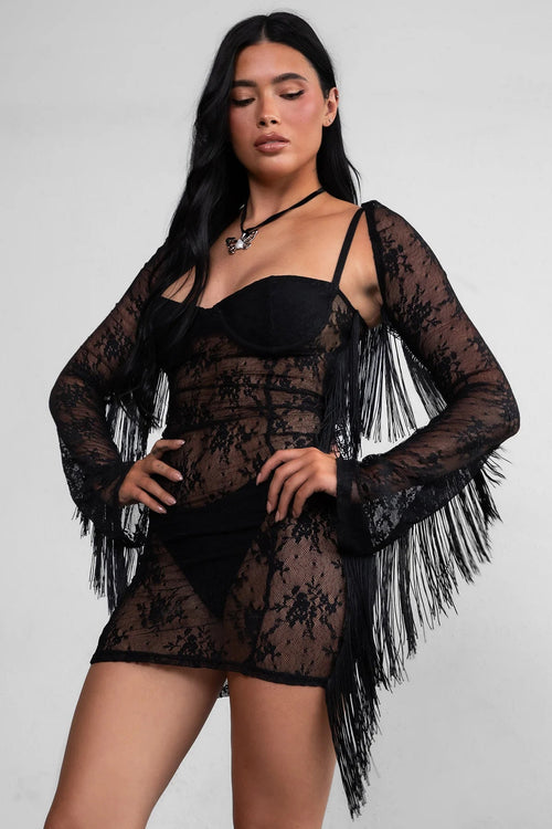 Kharina Western Lace Mini Dress Set Black - Style Delivers