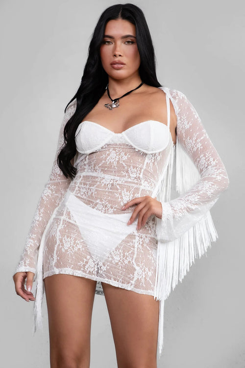 Kharina Western Lace Mini Dress Set White - Style Delivers