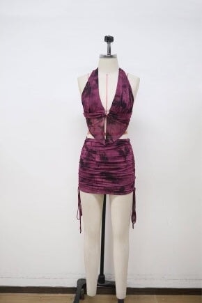 Lava Girl Mesh Two Piece Set Burgundy - Style Delivers