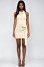 Merci Halter Cowl Neck Mini Dress Beige - Style Delivers