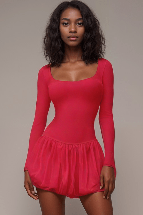 Noel Bubble Mini Dress Red Dresses Tresser 