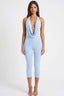 Sade Sleeveless Halter Capri Jumpsuit Light Blue