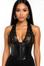 She's Spicy Irridescent Vinyl P/U Halter Top Black - Style Delivers