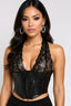She's Spicy Irridescent Vinyl P/U Halter Top Black - Style Delivers