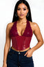 She's Spicy Vinyl P/U Halter Top Burgundy Tops Tresser 