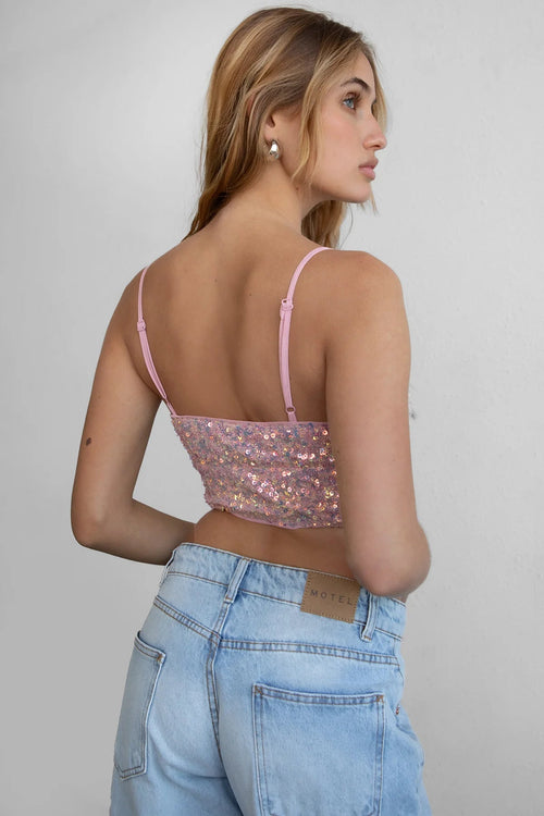 Fleurty Sequin Cami Top Pink - Style Delivers