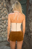ROVELYN Lace Up Bustier Top Khaki - Style Delivers