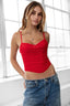 Alexi Lace Mesh Corset Top Red - Style Delivers