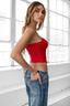 Alexi Lace Mesh Corset Top Red - Style Delivers