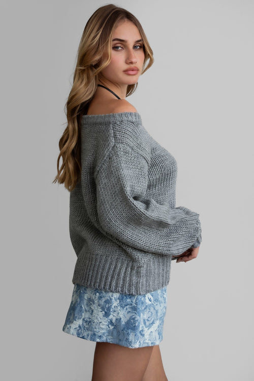 Brandy Oversized Sweater Heather Grey - Style Delivers