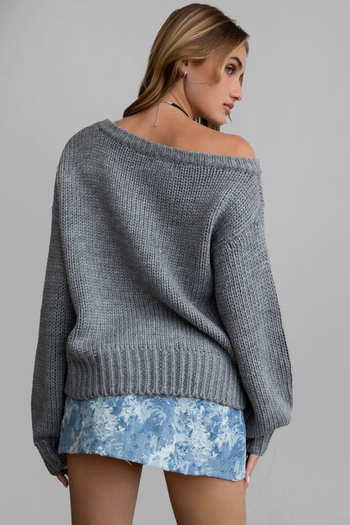 Brandy Oversized Sweater Heather Grey - Style Delivers