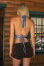 INDIRA Mesh Print Top Blue - Style Delivers