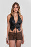 Cara Faux Leather Top Black - Style Delivers