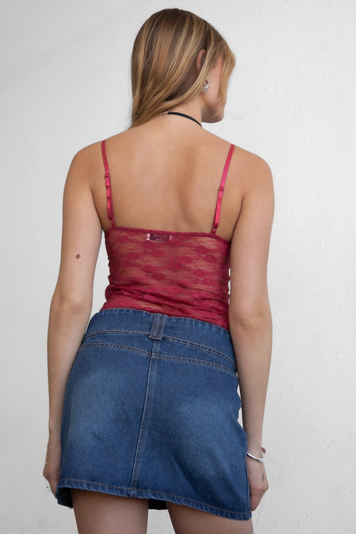 Skarlet Lace Cami Top Burgundy - Style Delivers