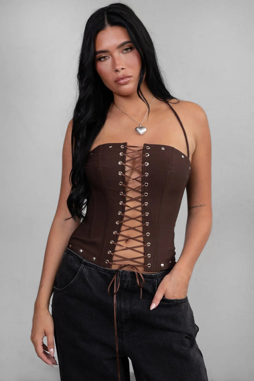 Briel Corset Top Brown - Style Delivers