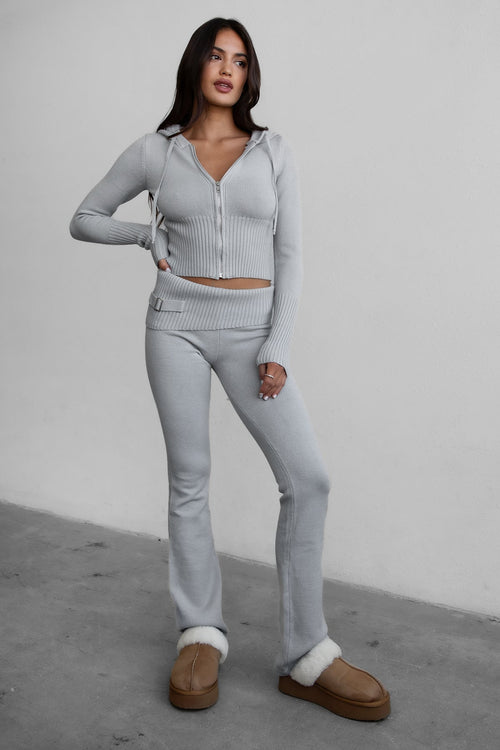 Cozee Knit Two Piece Set Light Grey - Style Delivers