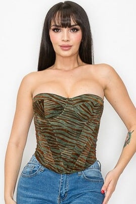 WYLD Girl Strapless Corset Top Green - Style Delivers