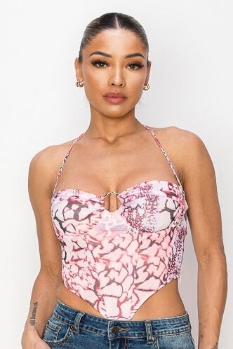 Amazon Mesh Corset Top Pink - Style Delivers