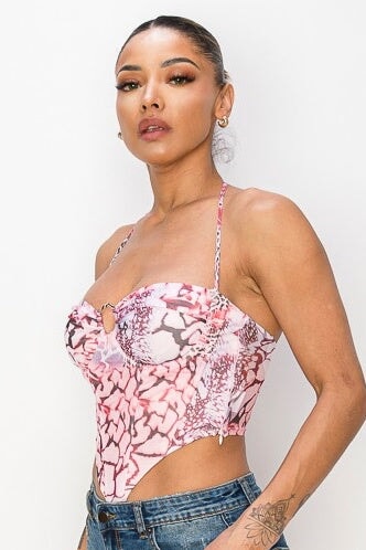Amazon Mesh Corset Top Pink - Style Delivers