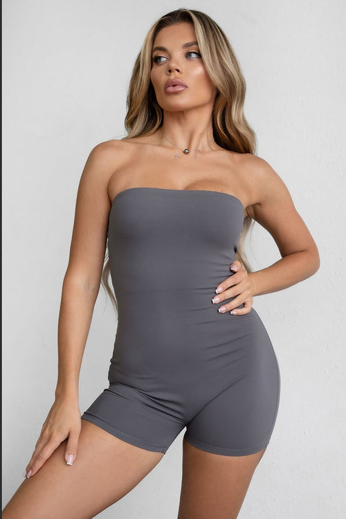 Kimm Strapless Romper Charcoal - Style Delivers
