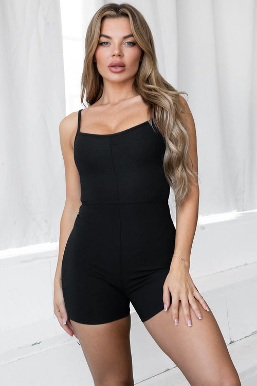 Jaymee Fitted Romper Black - Style Delivers