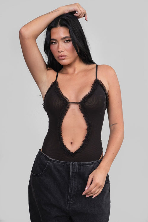 Lolita Mesh Bodysuit Black - Style Delivers