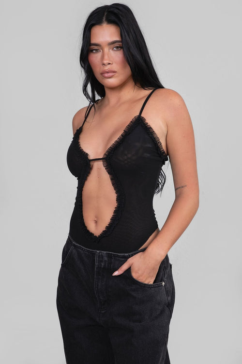 Lolita Mesh Bodysuit Black - Style Delivers