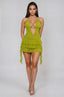 Hilaria Halter Neck Mini Dress Chartreuse