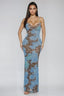 Wild Szn Leopard Mesh Maxi Dress Blue