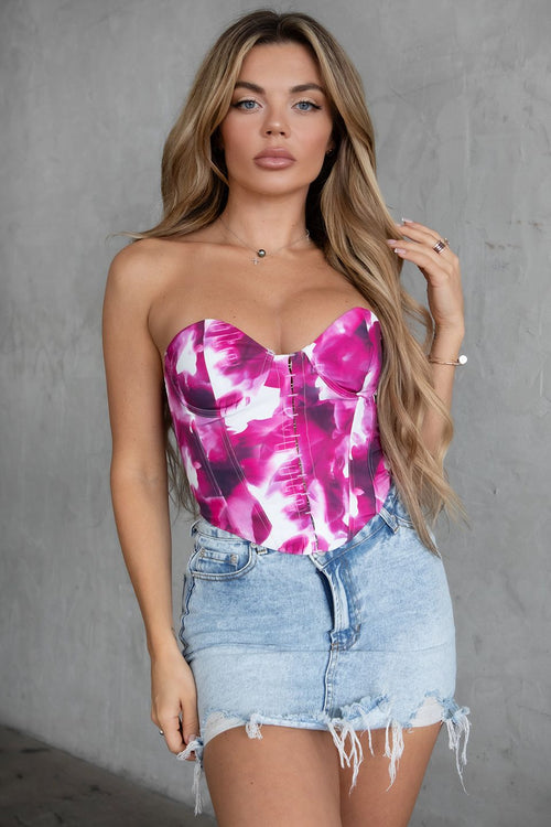 Rozy Floral Print Corset Top - Style Delivers