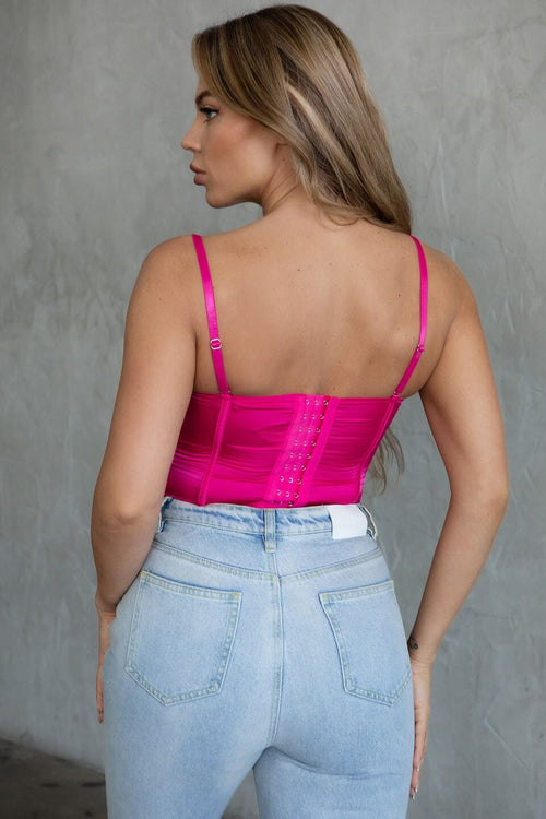 Serendipity Satin Corset Top Fuchsia - Style Delivers